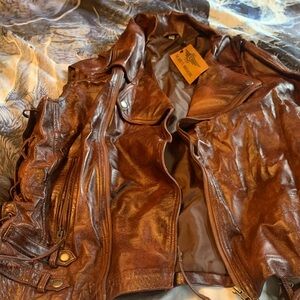 Brown Leather Motorcycle Vest